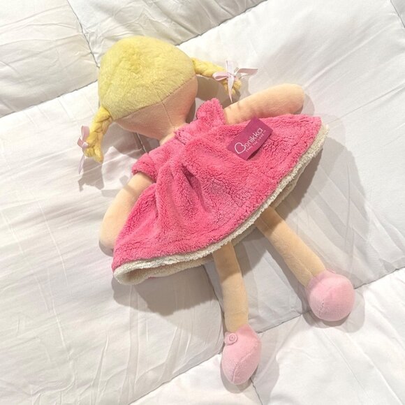 15" Bonikka blonde soft baby doll pink butterfly dress plush crib toy plush Home - Picture 9 of 12